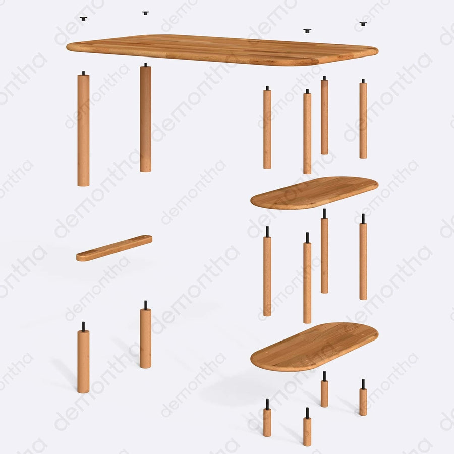 Luka Simple Solid Beech Wood Desk Demontha