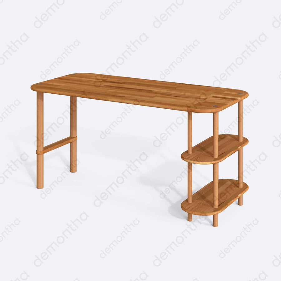 Luka Simple Solid Beech Wood Desk Demontha