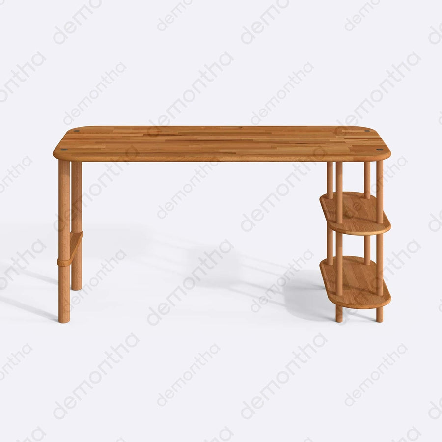 Luka Simple Solid Beech Wood Desk Demontha