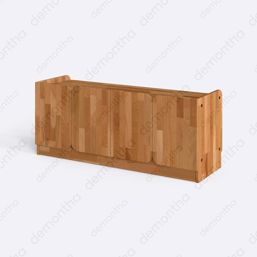 Orion Wooden TV Stand – Solid Wood TV Console with Closed Storage Demontha