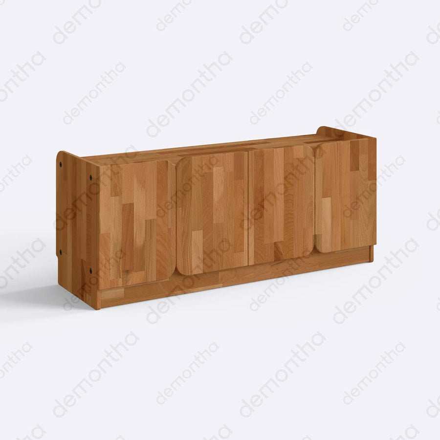 Orion Wooden TV Stand – Solid Wood TV Console with Closed Storage Demontha