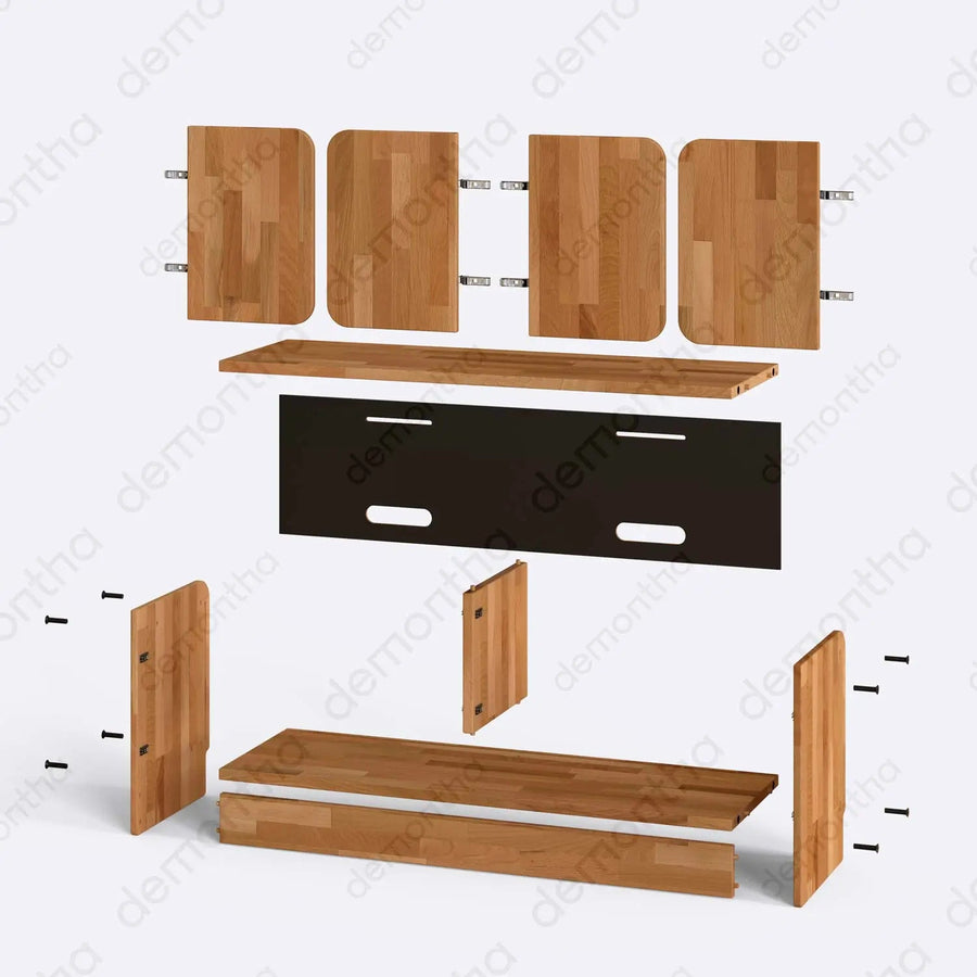 Orion Wooden TV Stand – Solid Wood TV Console with Closed Storage Demontha