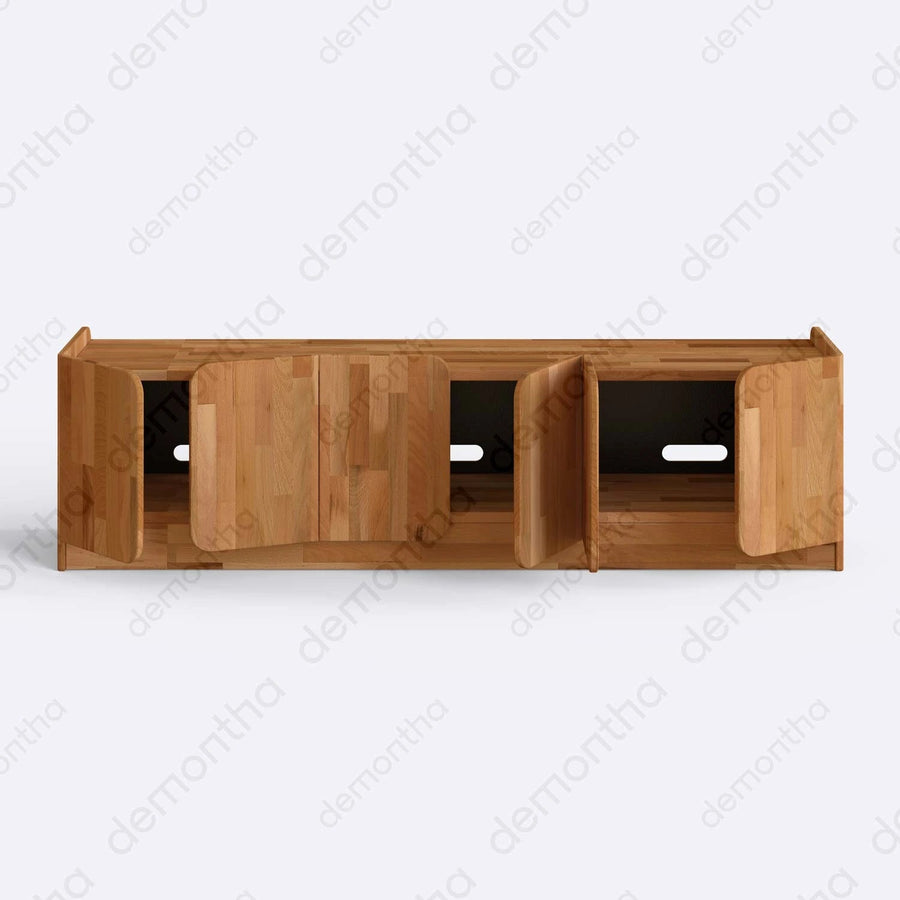 Orion Wooden TV Stand – Solid Wood TV Console with Closed Storage Demontha