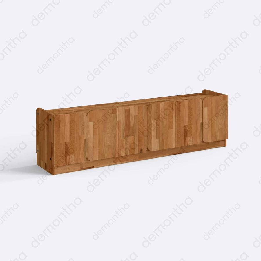 Orion Wooden TV Stand – Solid Wood TV Console with Closed Storage Demontha