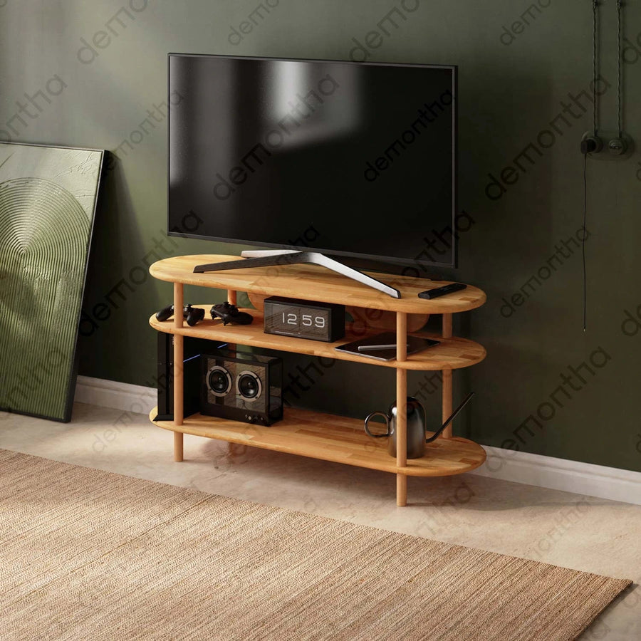 Athens Minimalist Wooden TV Stand with Open Storage Demontha