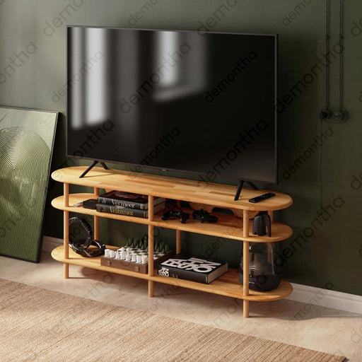 Athens Minimalist Wooden TV Stand with Open Storage Demontha