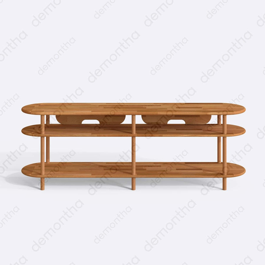 Athens Minimalist Wooden TV Stand with Open Storage Demontha