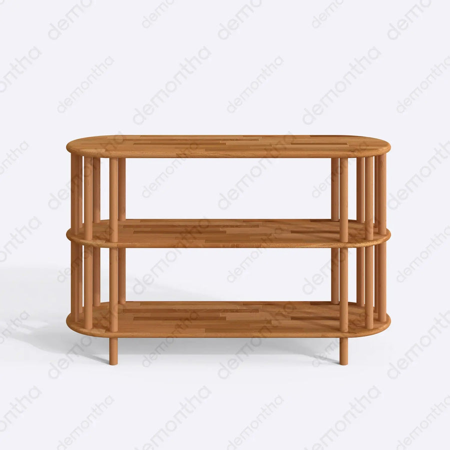 Kyoto Wooden Minimalist Short Bookcase with 3 Shelves Demontha