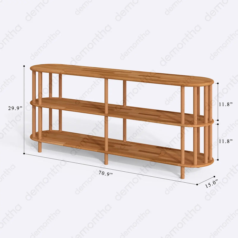 Kyoto Wooden Minimalist Short Bookcase with 3 Shelves