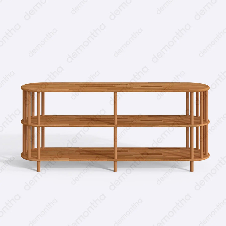 Kyoto Wooden Minimalist Short Bookcase with 3 Shelves Demontha
