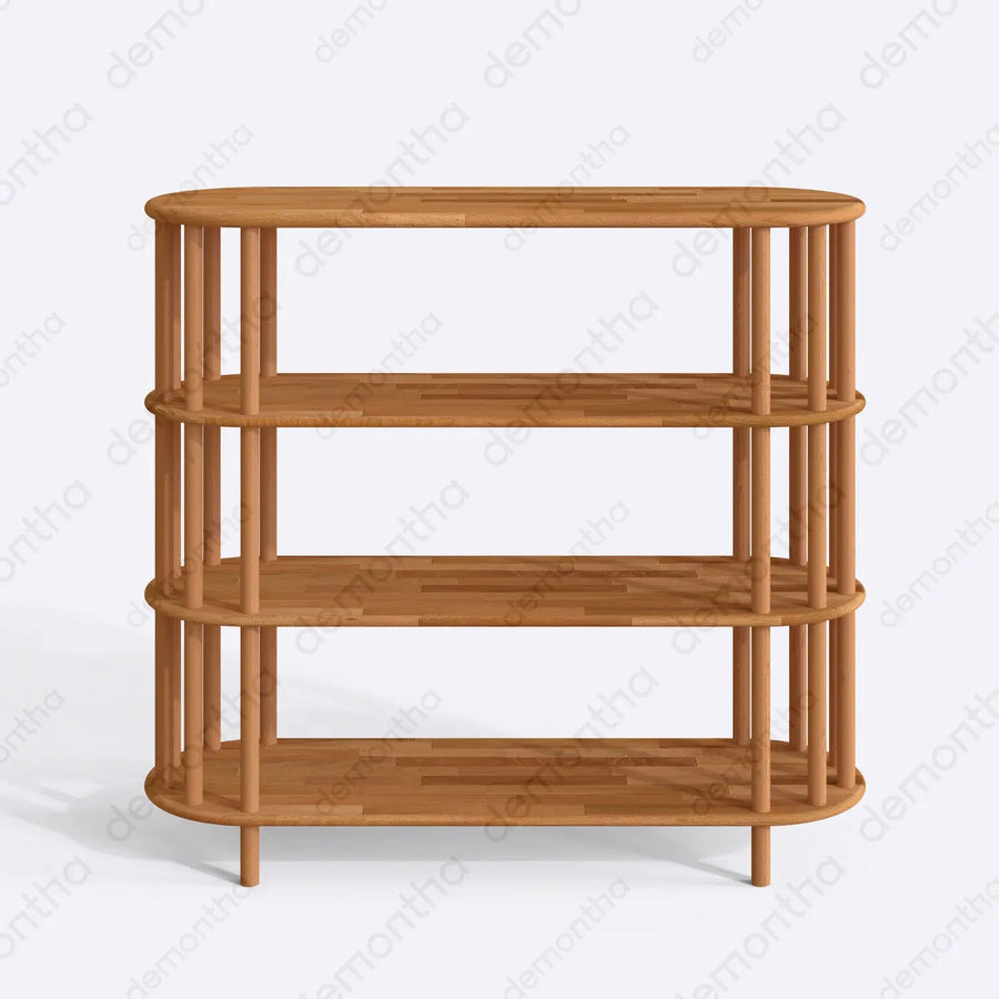 Kyoto Wooden Minimalist Bookcase with 4 Shelves Demontha