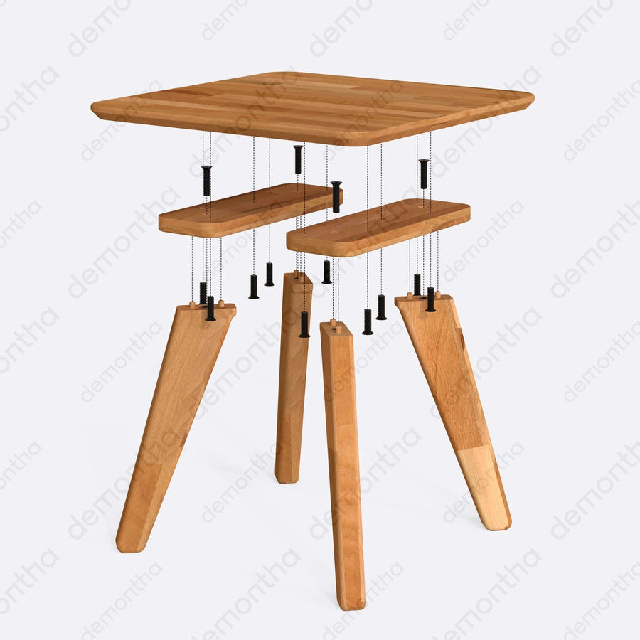 Dakota Solid Wood Square Coffee Table – Minimalist Living Room Table Demontha
