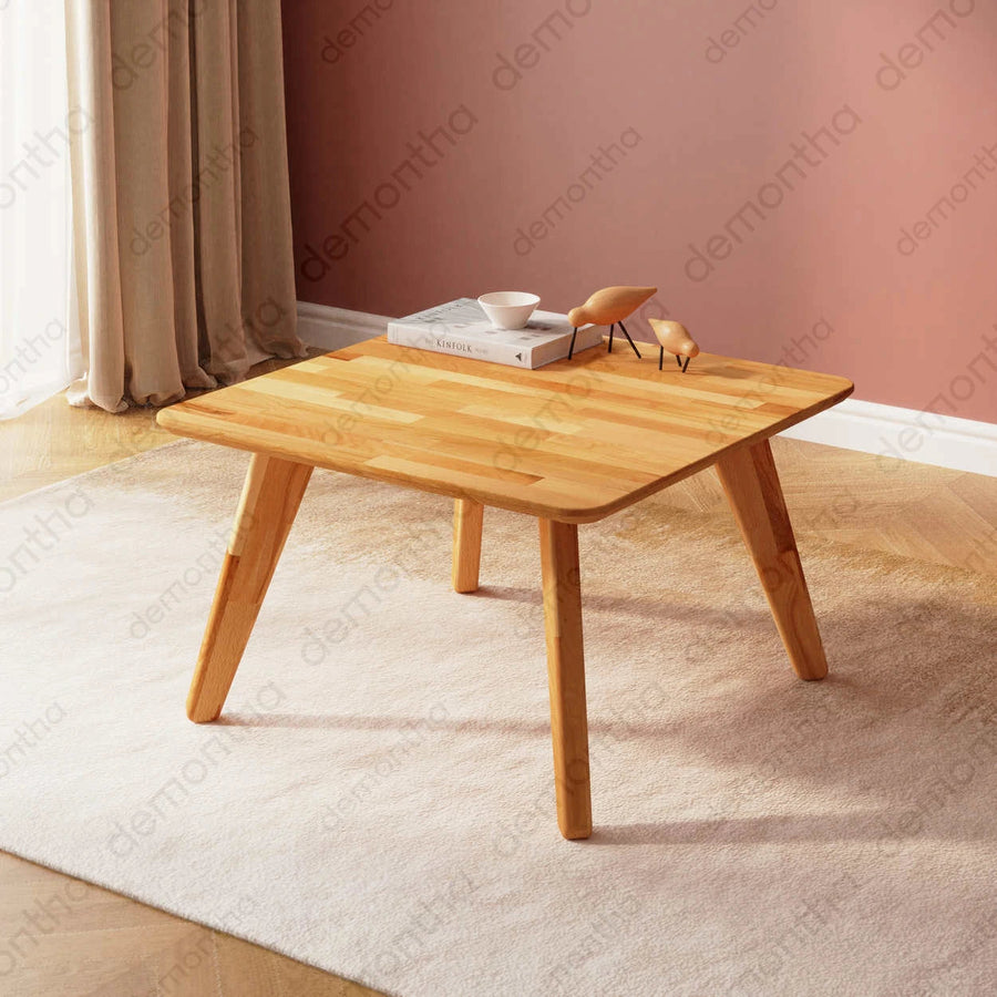 Dakota Solid Wood Square Coffee Table – Minimalist Living Room Table Demontha