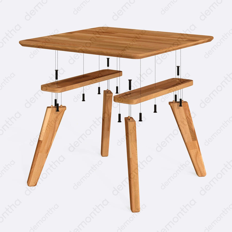 Dakota Solid Wood Square Coffee Table – Minimalist Living Room Table Demontha