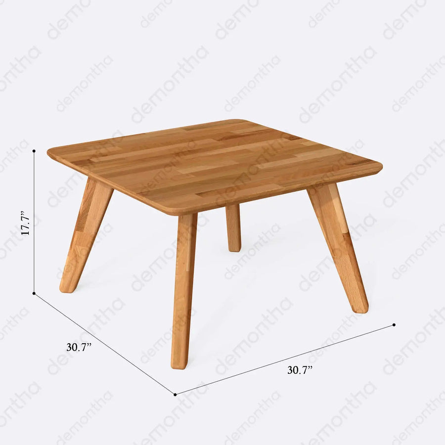 Dakota Solid Wood Square Coffee Table – Minimalist Living Room Table Demontha