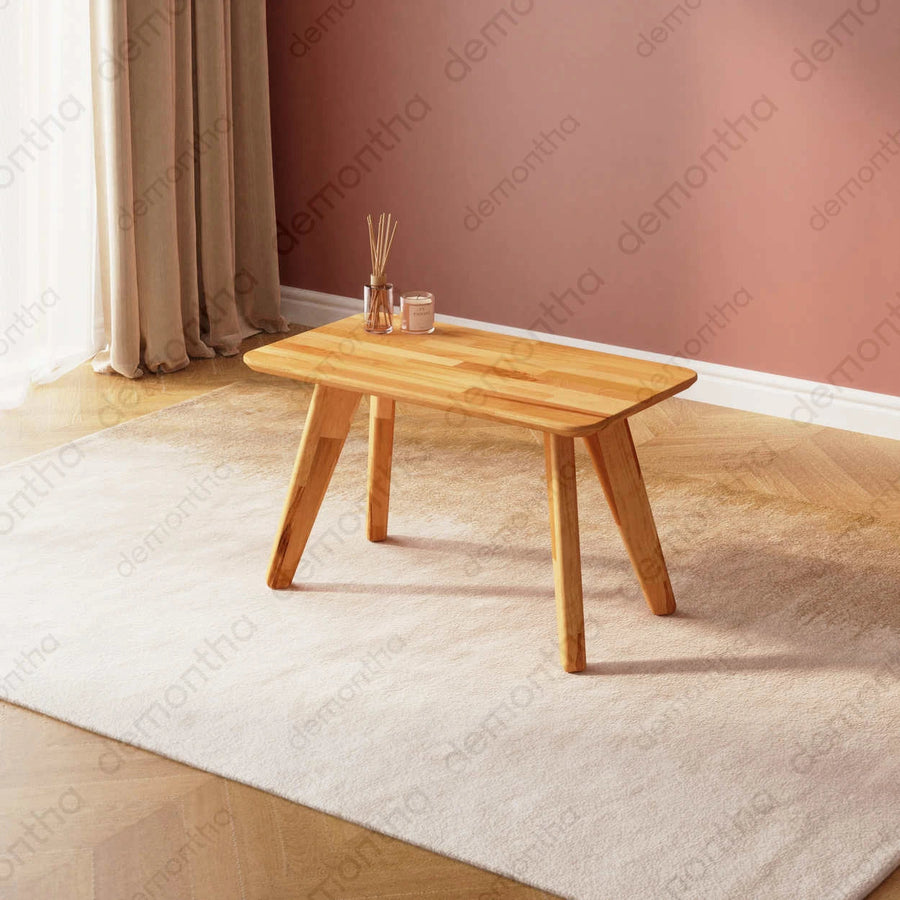 Dakota Solid Wood Rectangular Coffee Table – Minimalist & Modern Centerpiece for Living Rooms Demontha