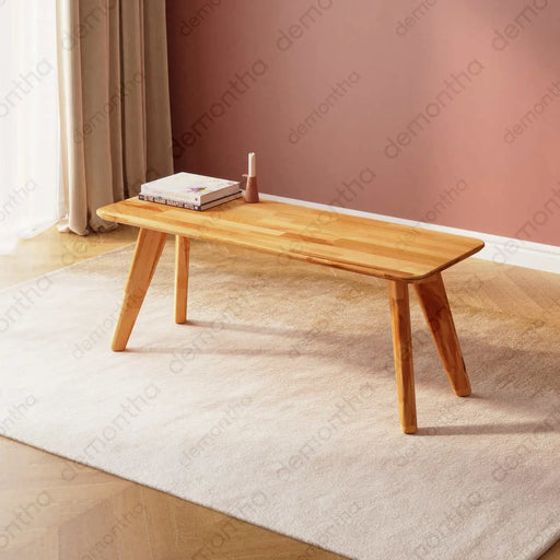Dakota Solid Wood Rectangular Coffee Table – Minimalist & Modern Centerpiece for Living Rooms Demontha