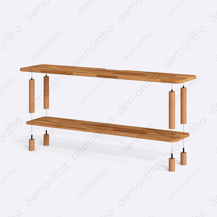 Venice Solid Wood Minimalist TV Stand – 2-Tier Media Console Demontha