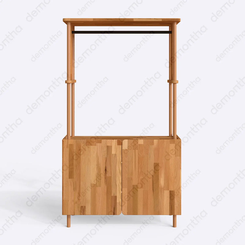 Marceille Solid Wood Clothing Rack with Cabinet – Open Storage Unit