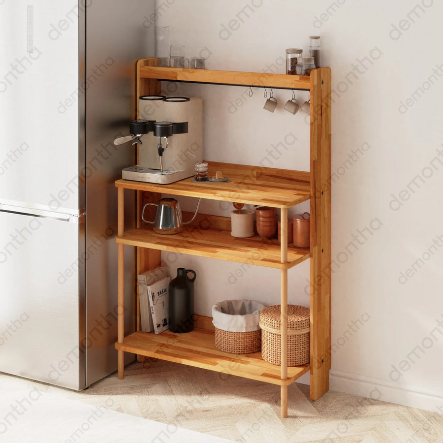 Norvo Solid Wood Coffee Bar Cabinet – Modern Coffee Bar Cabinet with Storage Demontha