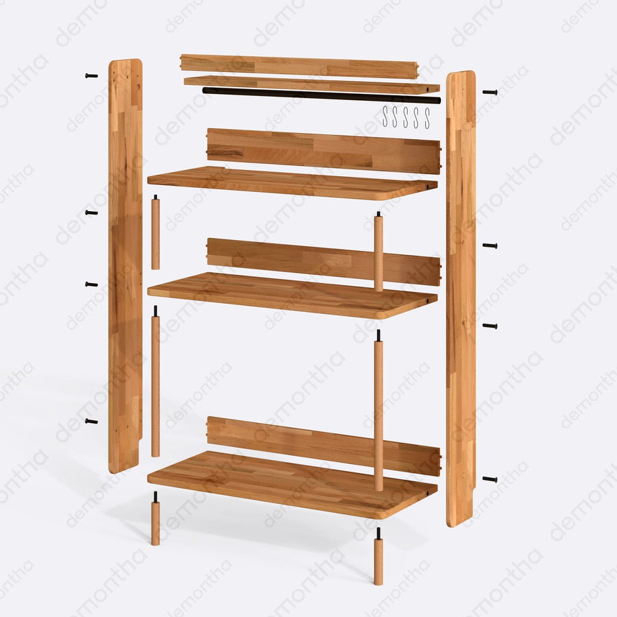 Norvo Solid Wood Coffee Bar Cabinet – Modern Coffee Bar Cabinet with Storage Demontha