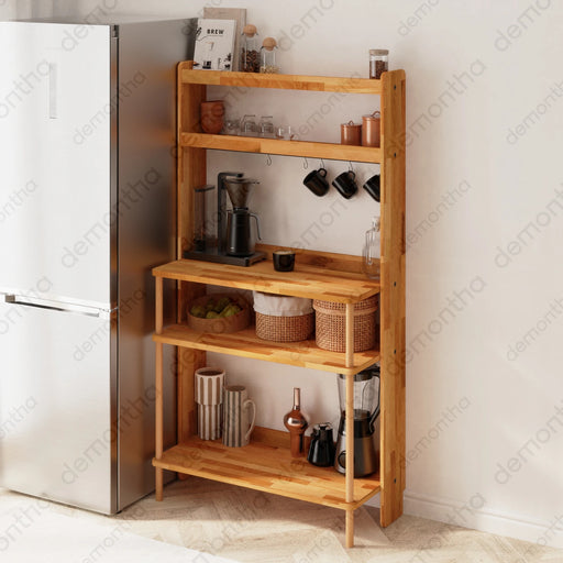 Norvo Solid Wood Coffee Bar Cabinet – Modern Coffee Bar Cabinet with Storage Demontha