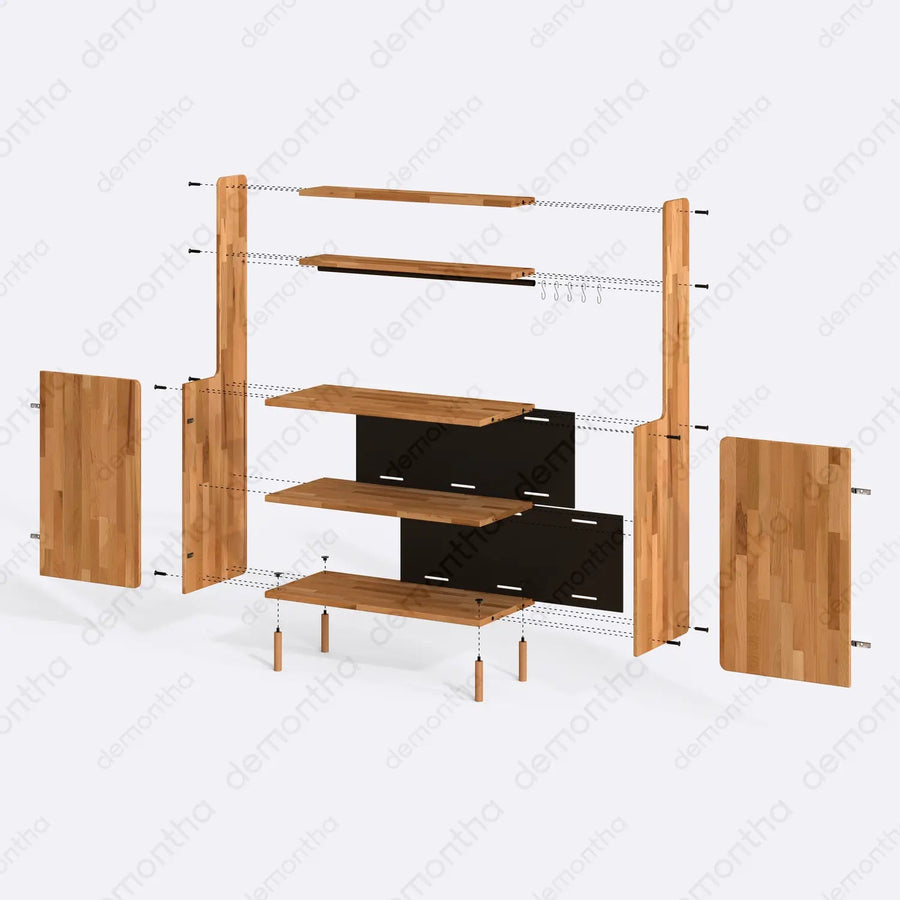 Hazy Wood Coffee Bar Table with Storage – Furniture for Coffee Bar Setup Demontha