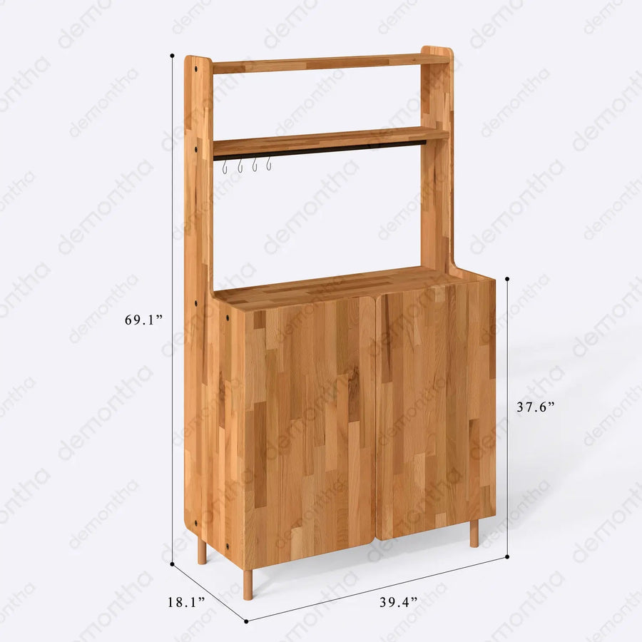 Hazy Wood Coffee Bar Table with Storage – Furniture for Coffee Bar Setup Demontha