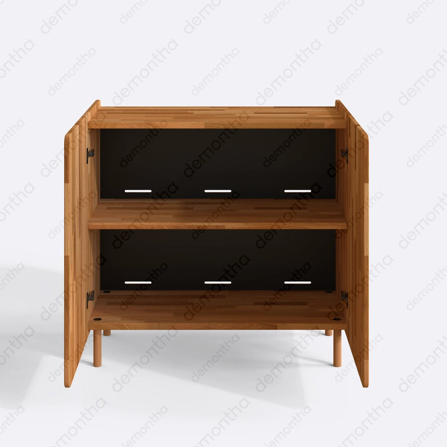 Hazy Wood Coffee Bar Table with Storage – Furniture for Coffee Bar Setup Demontha