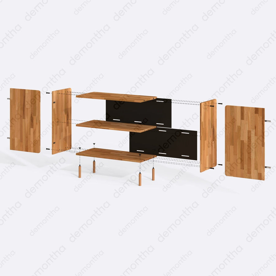 Hazy Wood Coffee Bar Table with Storage – Furniture for Coffee Bar Setup Demontha