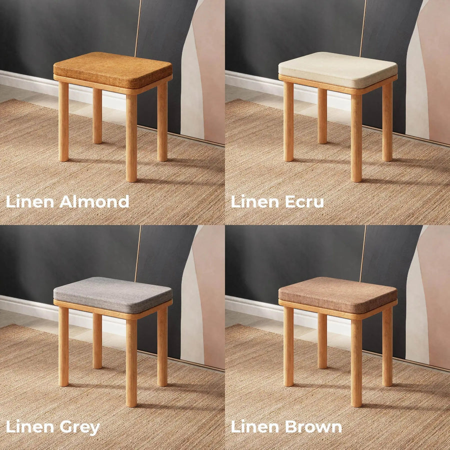 Potter Solid Beech Wood Stool | Modern Upholstered Wooden Stool Demontha