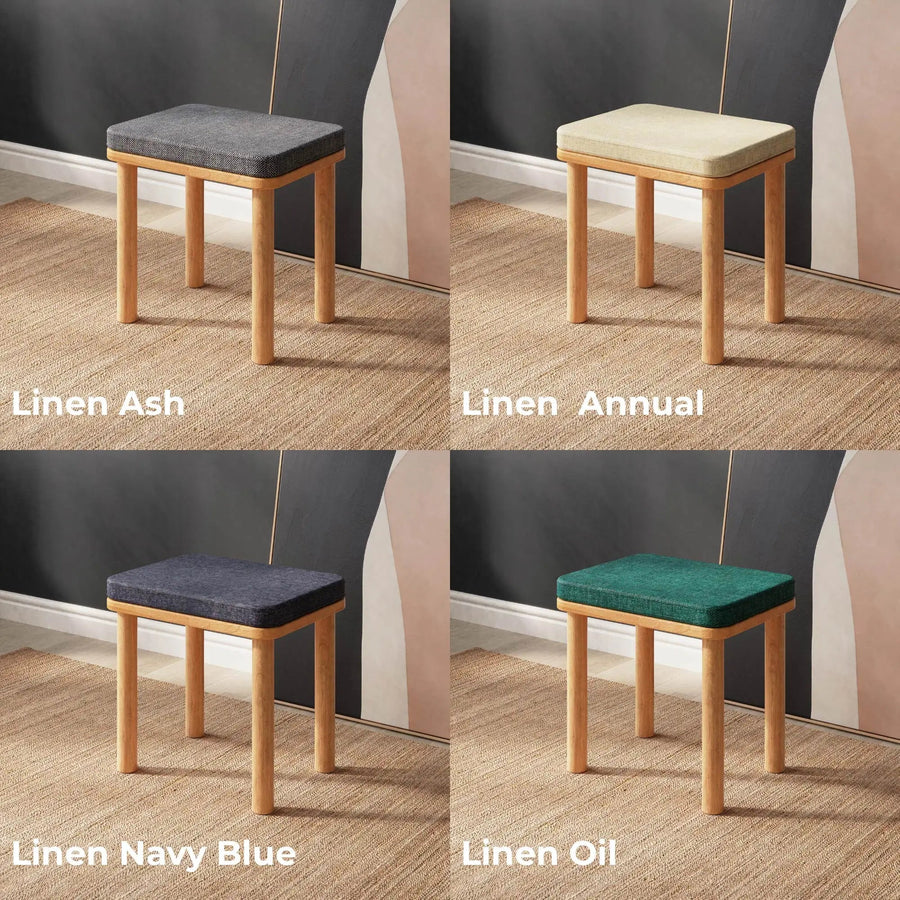 Potter Solid Beech Wood Stool | Modern Upholstered Wooden Stool Demontha