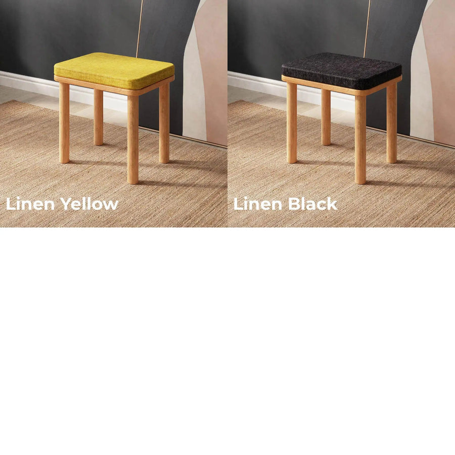 Potter Solid Beech Wood Stool | Modern Upholstered Wooden Stool Demontha