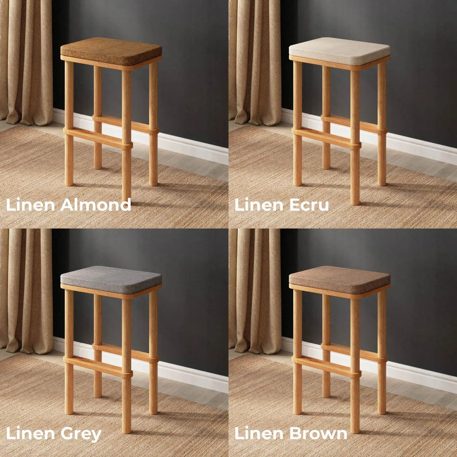 Potter Solid Beech Wood Bar Stool | Modern Upholstered Wooden Bar Stool Demontha