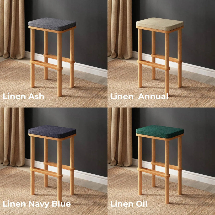Potter Solid Beech Wood Bar Stool | Modern Upholstered Wooden Bar Stool Demontha