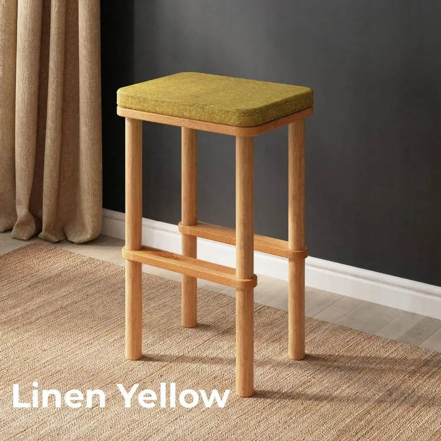 Potter Solid Beech Wood Bar Stool | Modern Upholstered Wooden Bar Stool Demontha