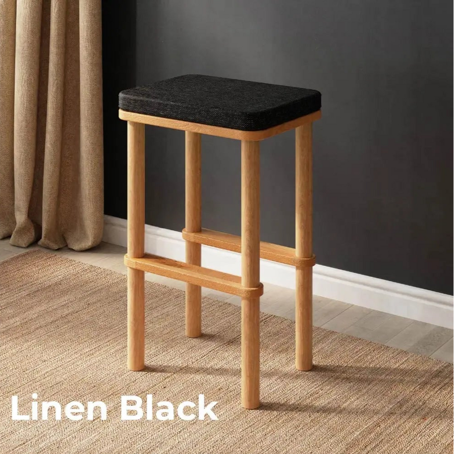 Potter Solid Beech Wood Bar Stool | Modern Upholstered Wooden Bar Stool Demontha