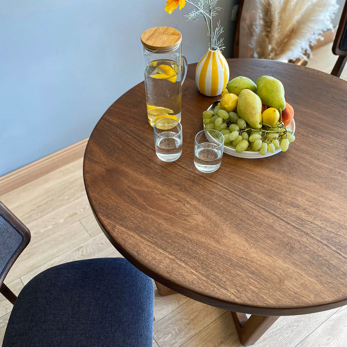 Muse Solid Walnut Wood Mid Century Round Dining Table