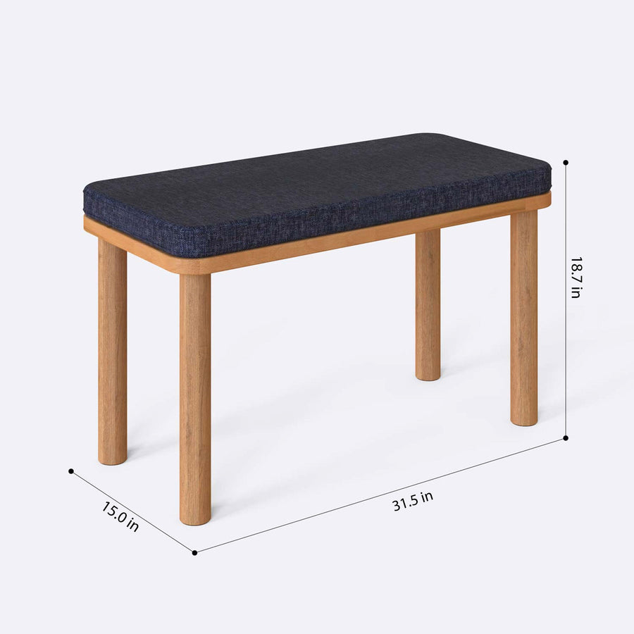 Beverly Hills Solid Beech Wood Bench | Modern Upholstered Entryway Bench Demontha