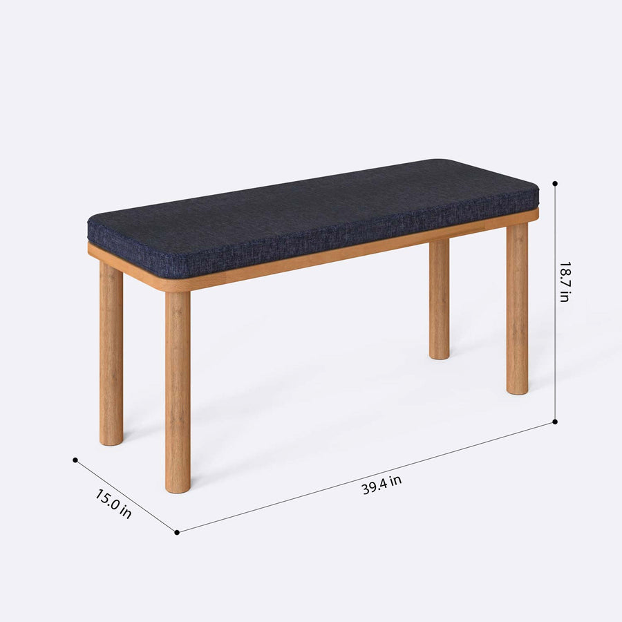 Beverly Hills Solid Beech Wood Bench | Modern Upholstered Entryway Bench Demontha