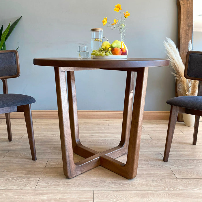 Muse Solid Walnut Wood Mid Century Round Dining Table