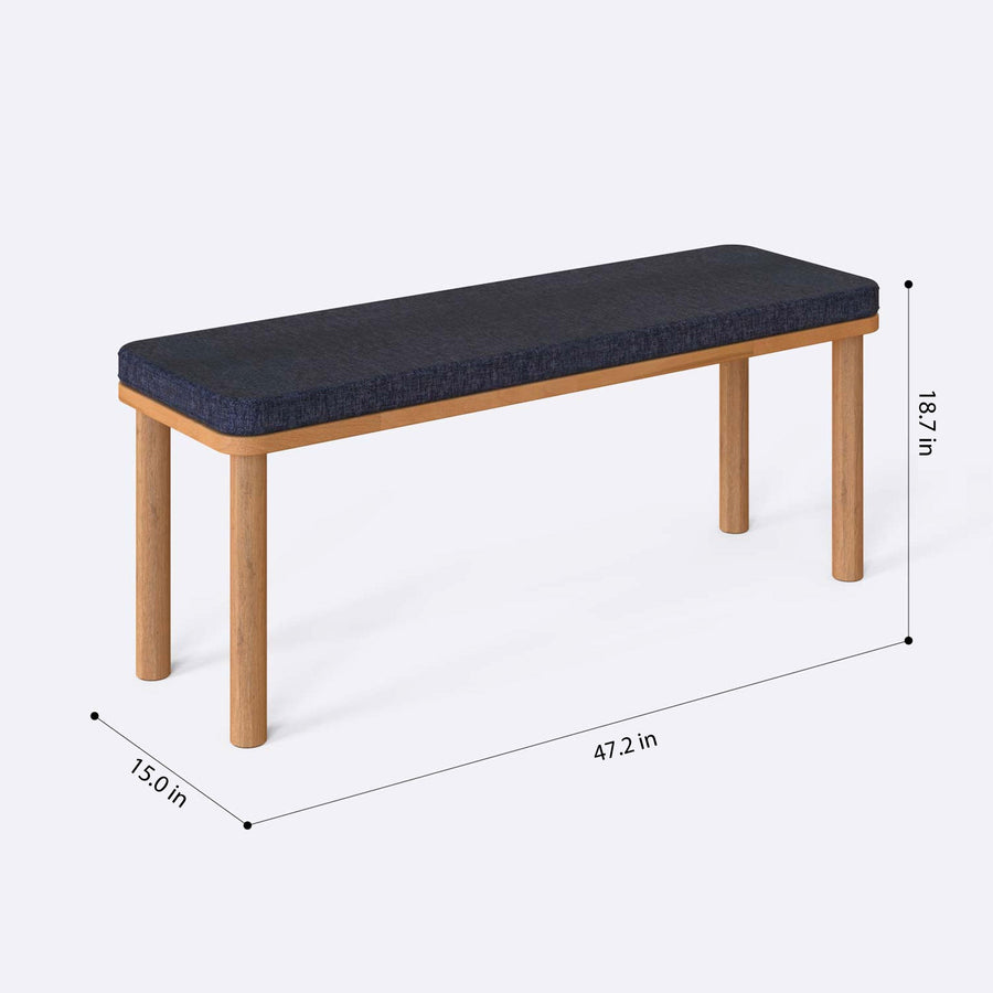 Beverly Hills Solid Beech Wood Bench | Modern Upholstered Entryway Bench Demontha