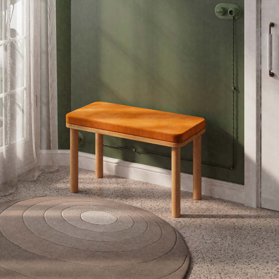 Beverly Hills Solid Beech Wood Bench | Modern Upholstered Entryway Bench Demontha