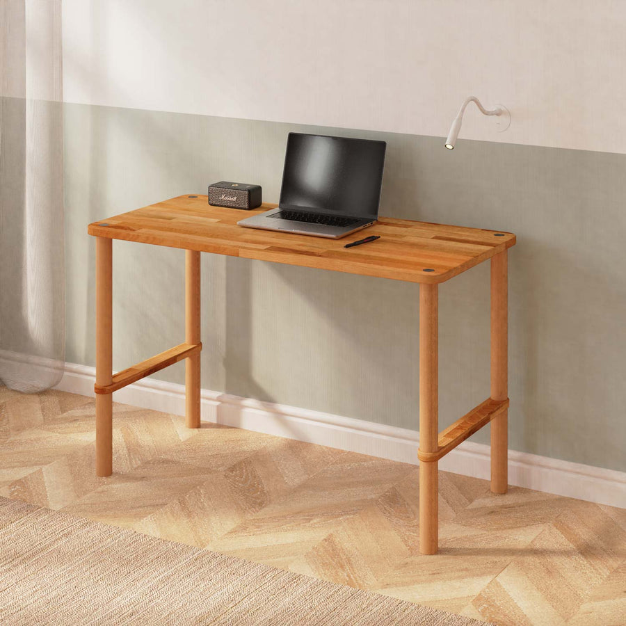 Pasific Solid Beech Wood Study Desk | Minimalist Modern Work Table Demontha