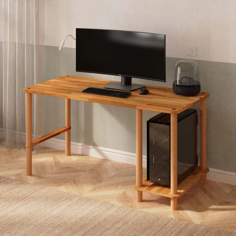 Pierre Solid Beech Wood Home Office Desk | Modern Work Desk Demontha