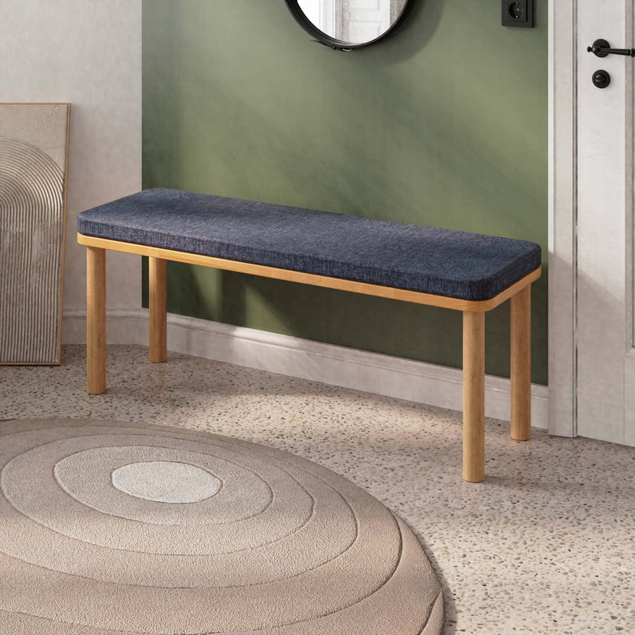 Beverly Hills Solid Beech Wood Bench | Modern Upholstered Entryway Bench Demontha