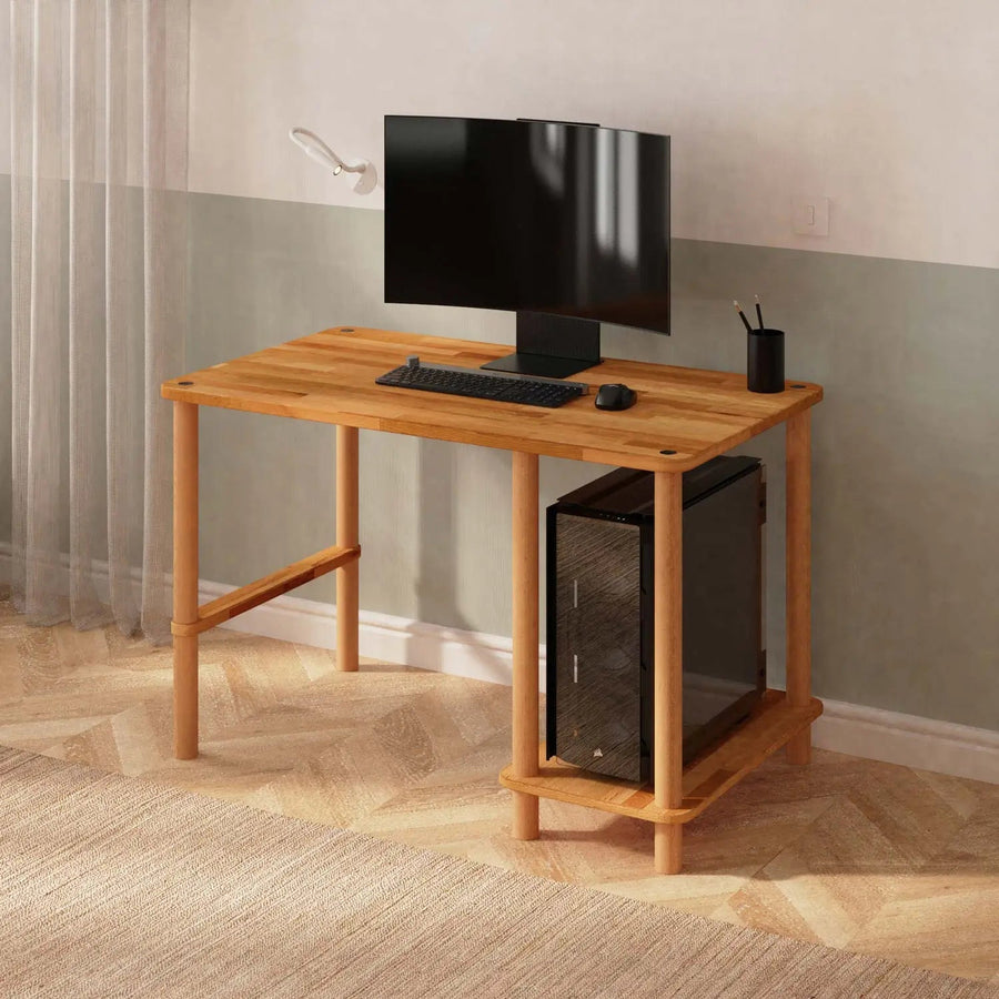 Pierre Solid Beech Wood Home Office Desk | Modern Work Desk Demontha