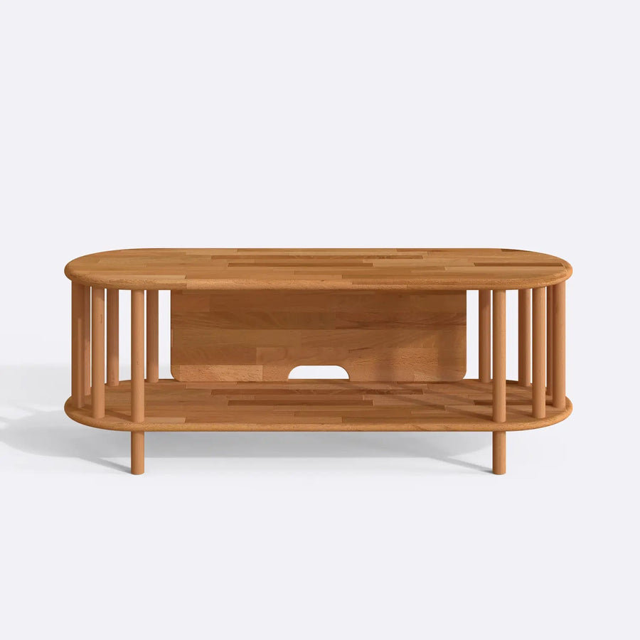 Milan Solid Beech Wood TV Unit | Modern Low Profile Media Console Demontha