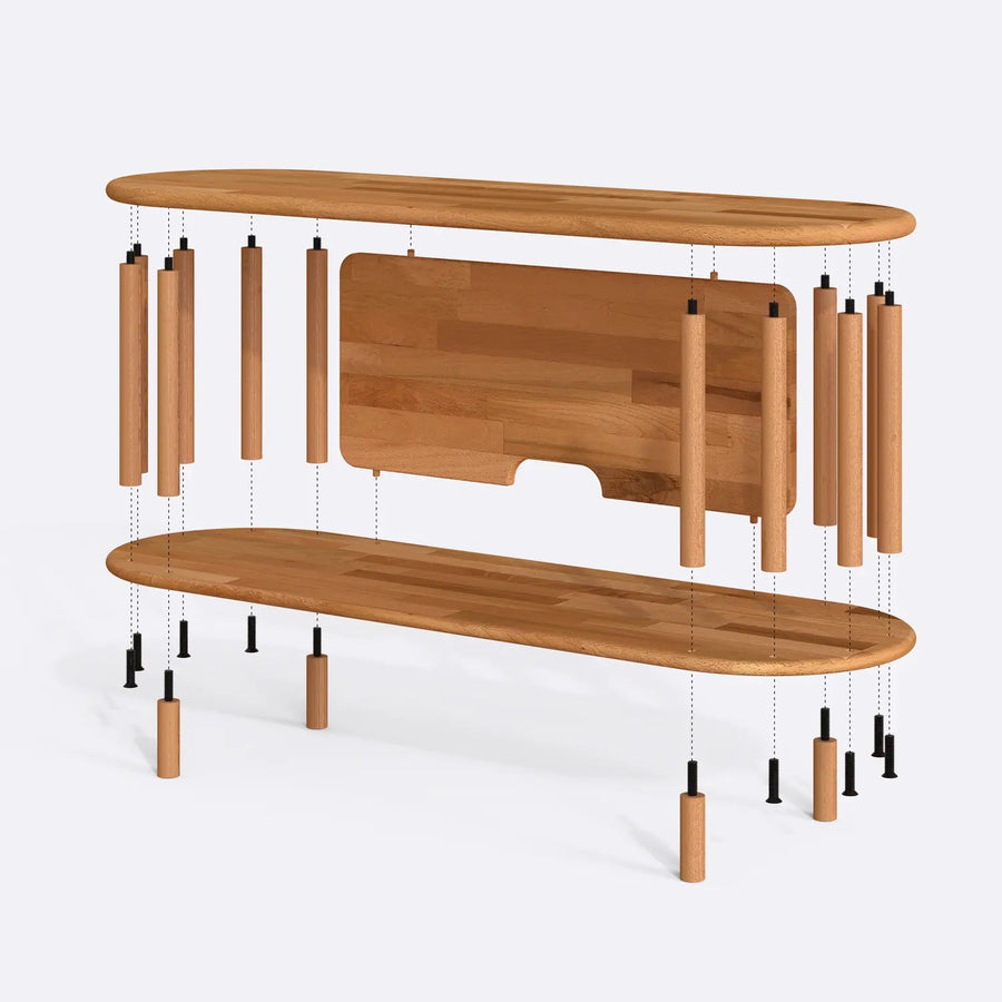 Milan Solid Beech Wood TV Unit | Modern Low Profile Media Console Demontha