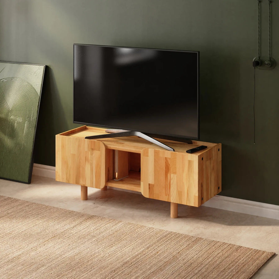Lisbon Solid Beech Wood Tv Cabinet Demontha